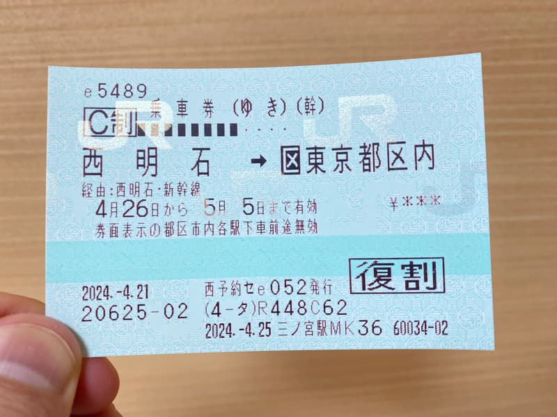 JR・新幹線の往復割引乗車券