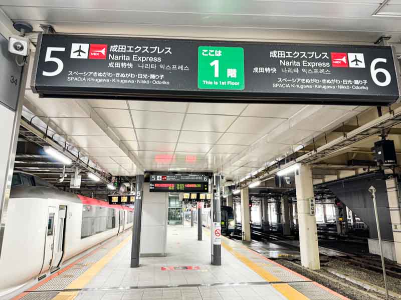 新宿駅地下1階から5・6番線に到着